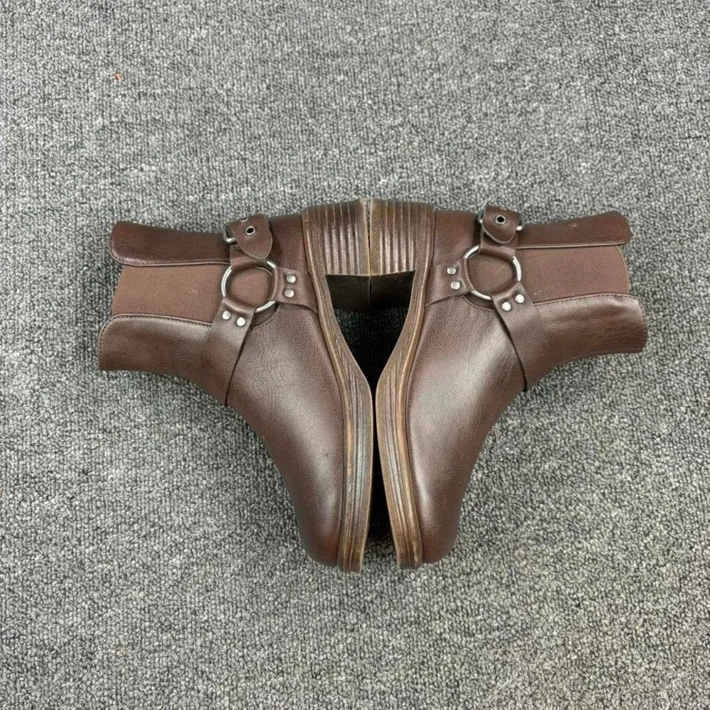 Steve Madden Motorcycle‎ Brown Leather Harness Strap Biker Boots Girls Size 3